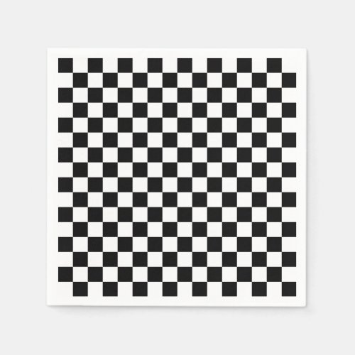 Check Black White Checkered Pattern Checkerboard Napkins