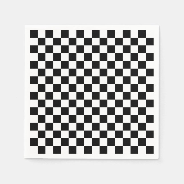 Check Black White Checkered Pattern Checkerboard Napkins (Front)