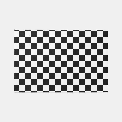 Check Black White Checkered Pattern Checkerboard Rug