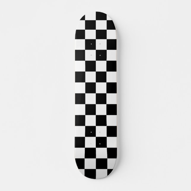 Check Black White Checkered Pattern Checkerboard Skateboard (Front)