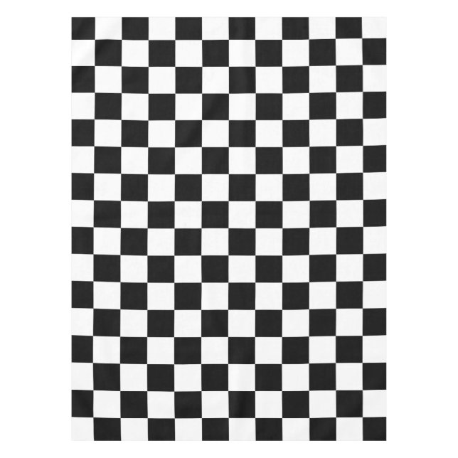 Check Black White Checkered Pattern Checkerboard Tablecloth (Front)