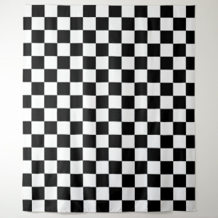 Check Black White Checkered Pattern Checkerboard Tapestry