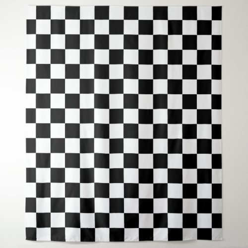 Check Black White Checkered Pattern Checkerboard Tapestry