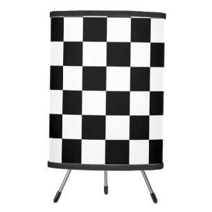 Check Black White Checkered Pattern Checkerboard Tripod Lamp