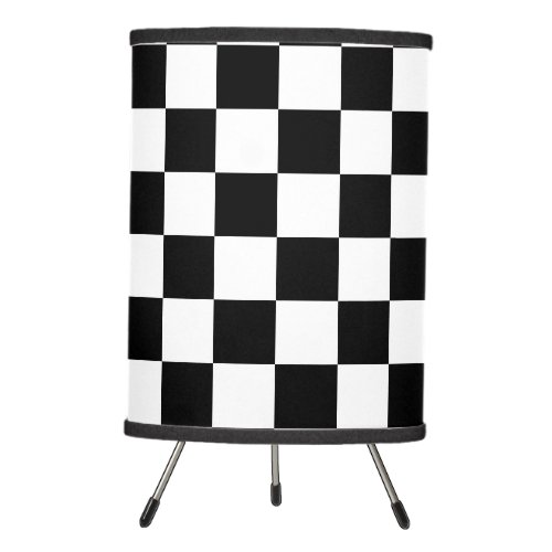 Check Black White Checkered Pattern Checkerboard Tripod Lamp