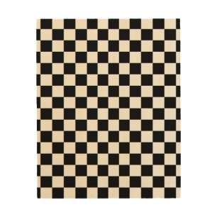 Check Black White Checkered Pattern Checkerboard Wood Wall Art