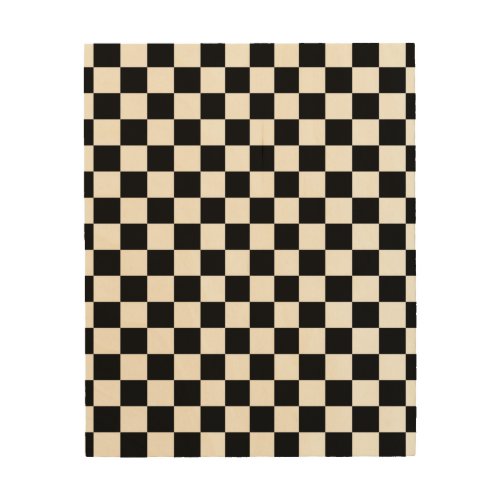 Check Black White Checkered Pattern Checkerboard Wood Wall Art
