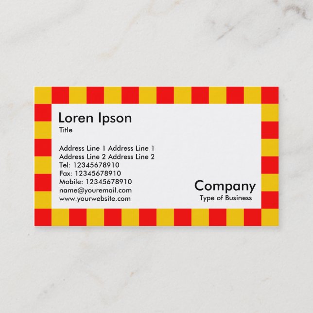Check Border - Red and Amber Business Card (Front)