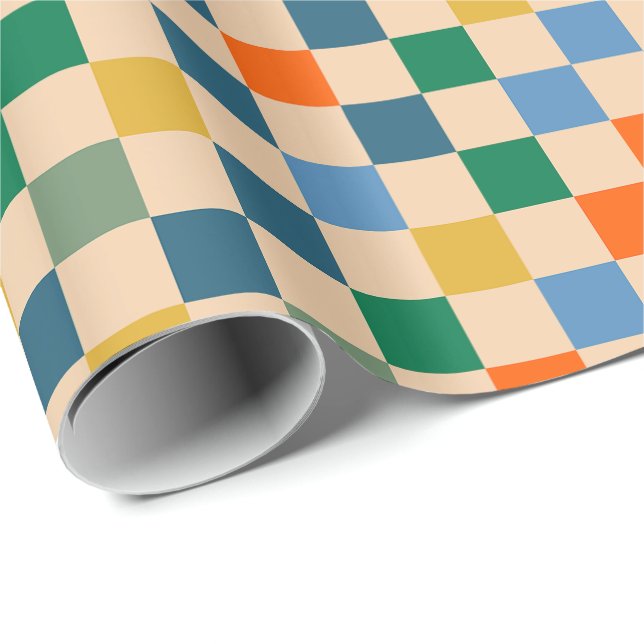 Check Checked Checkered Multi-Color Pattern Wrapping Paper (Roll Corner)