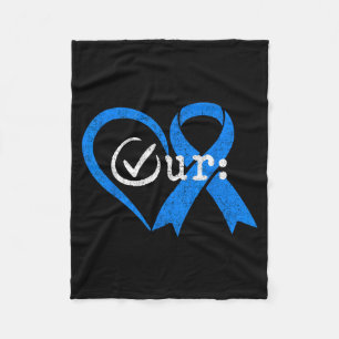 Check colon blue ribbon heart colon cancer fleece blanket