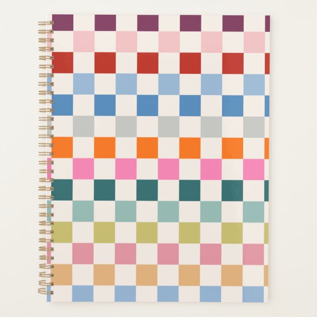 Check Colorful Checkered Pattern Checkerboard Planner (Front)