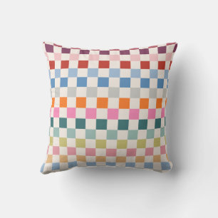 Check Colorful Checkered Pattern Checkerboard Throw Pillow