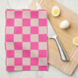 Check Coral Pink Checkered Pattern Checkerboard Kitchen Towel<br><div class="desc">Checkered Pattern – Coral pink and salmon checkerboard.</div>
