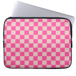 Check Coral Pink Checkered Pattern Checkerboard Laptop Sleeve