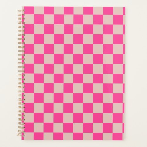 Check Coral Pink Checkered Pattern Checkerboard Planner