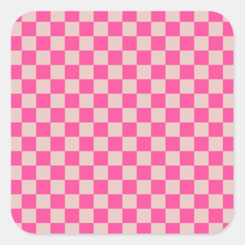Check Coral Pink Checkered Pattern Checkerboard Square Sticker
