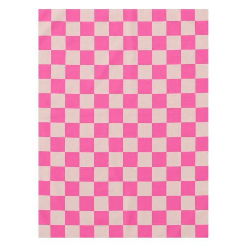 Check Coral Pink Checkered Pattern Checkerboard Tablecloth