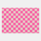 Check Coral Pink Checkered Pattern Checkerboard Wrapping Paper Sheets (Front 3)