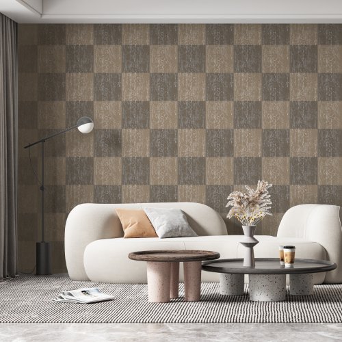 Check Crackle Texture Beige And Taupe Wallpaper