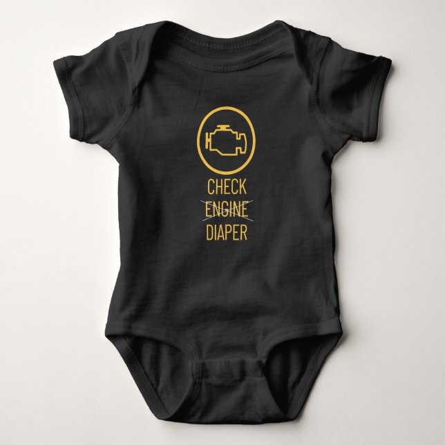 Check Engine, Funny Diaper  Baby Bodysuit (Front)