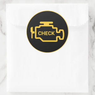 Check Engine Light Classic Round Sticker