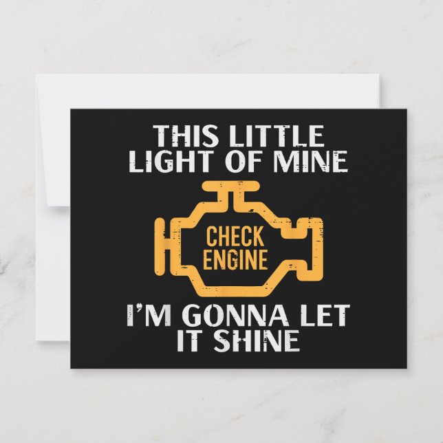 Check Engine Light Shine Funny Car Auto Mechanic G Holiday Card (Front)