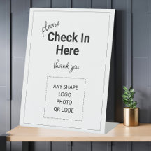 Check In Here Logo QR Code Counter Desk