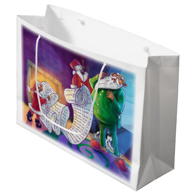 Check it Twice Painting Large Gift Bag (Front Angled)