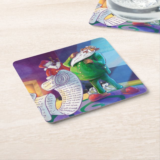 Check it Twice Painting Square Paper Coaster (Angled)