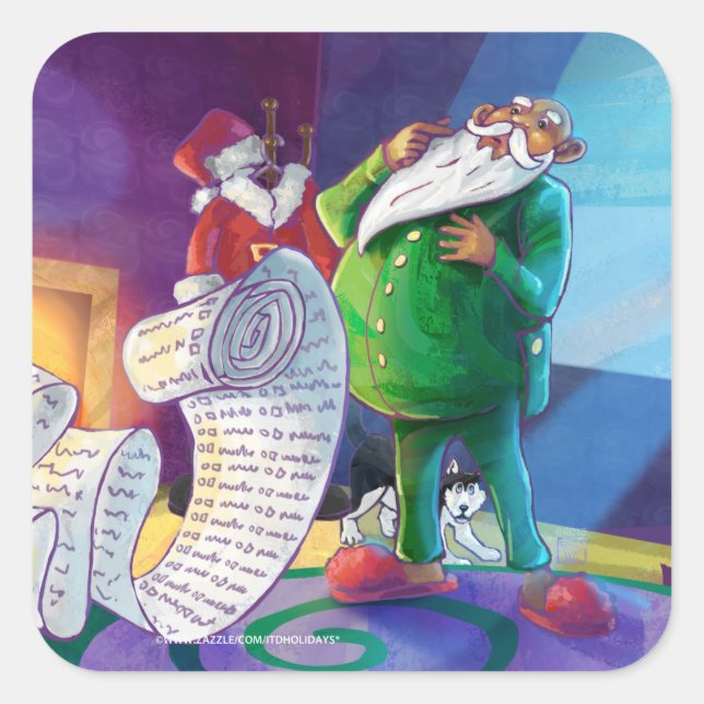 Check it Twice Santa Square Sticker (Front)