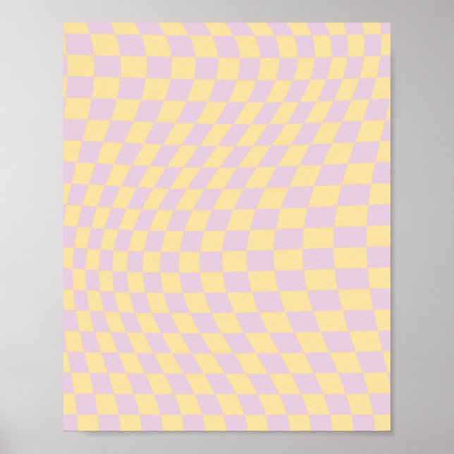 Check Lilac Yellow Checkerboard Checkered Pattern Poster (Front)