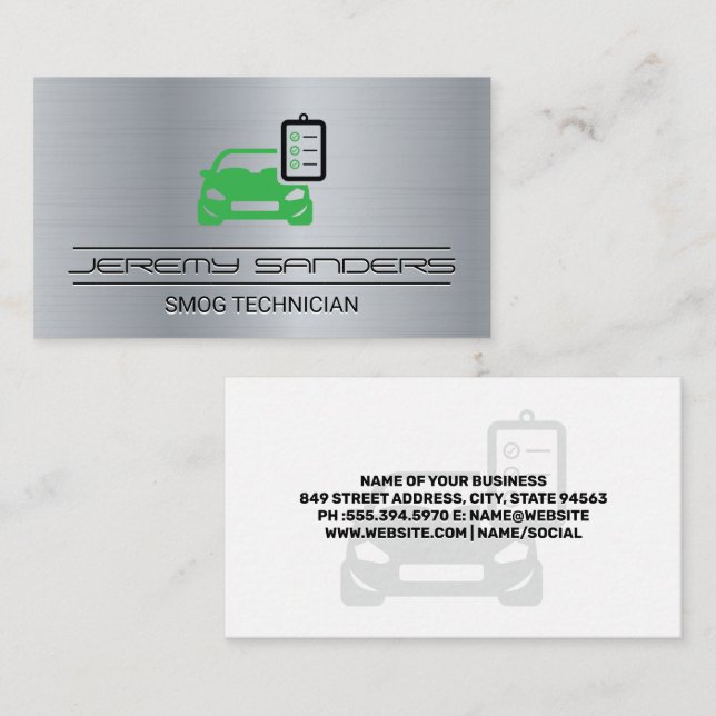 Check List and Car Icon Business Card (Front/Back)