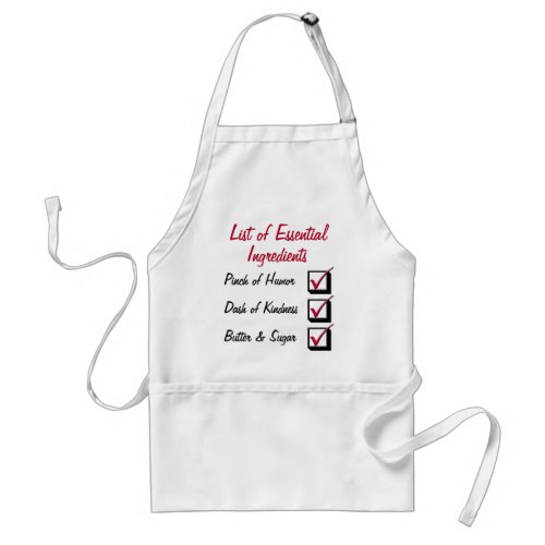 Check List of Essential Ingredients Customizable Adult Apron