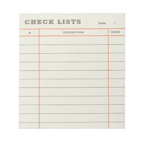 Check Lists Notepad