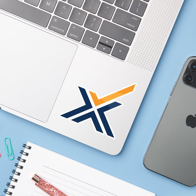 Check mark Letter X Monogram Sticker (Laptop w/ iPhone)