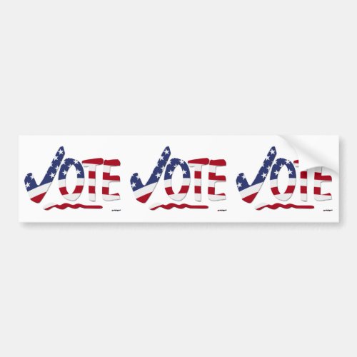 Check Mark VOTE with US Flag Bumper Sticker