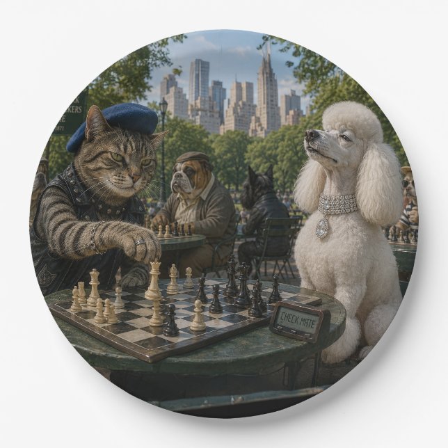 Check Mate in Central Park Paper Plates (Front)