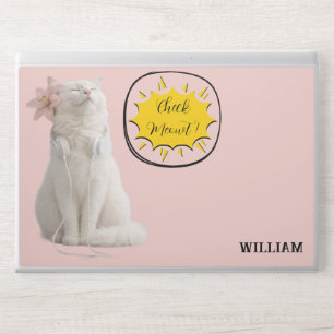 CHECK MEO White Cat with Headphones – Personalized HP Laptop Skin