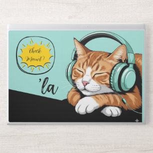 CHECK MEO White Cat with Headphones – Personalized HP Laptop Skin