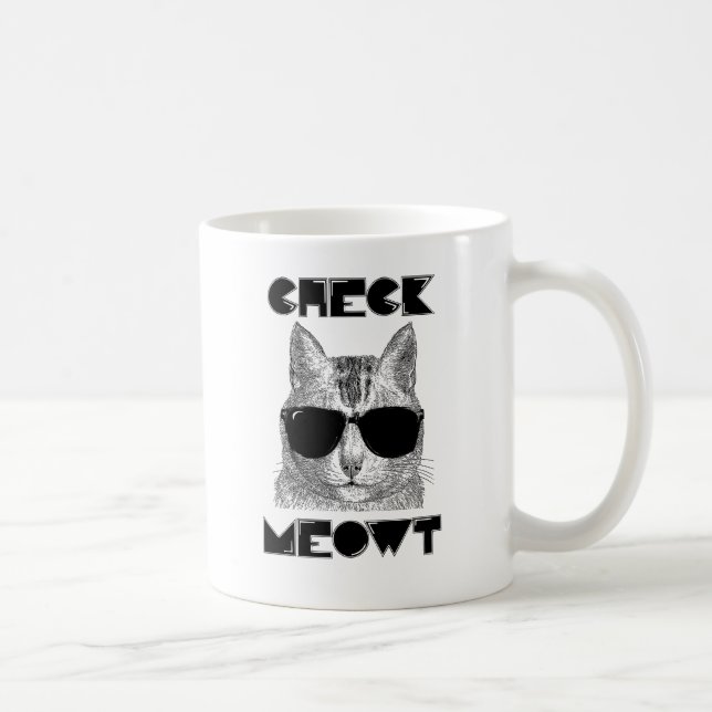 Check Meowt -- Cat Humor Coffee Mug (Right)