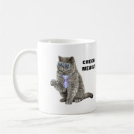 Check Meowt Cat with Sunglasses and Tie Funny Coffee Mug