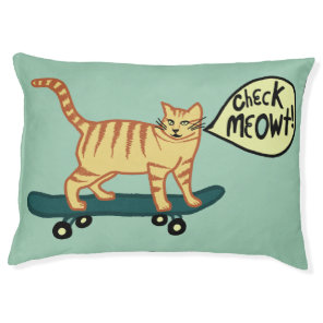 Check Meowt! Cute Cat Skateboarding Pet Bed