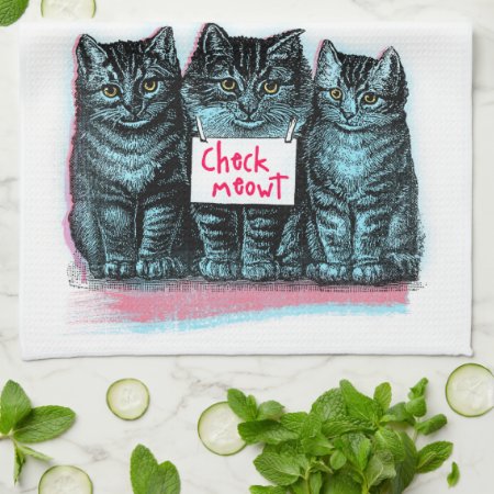 "check Meowt" Funky Cats Kitchen Towel