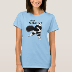 Check Meowt Funny Black and White Cat Sploot T-Shi T-Shirt