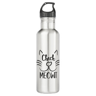 Check Meowt funny cat pun design Stainless Steel Water Bottle