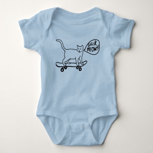 Check Meowt Punny Skateboarding Cat Baby Bodysuit