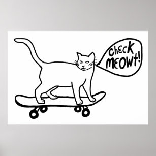 Funny Cat Drawing Posters & Prints | Zazzle