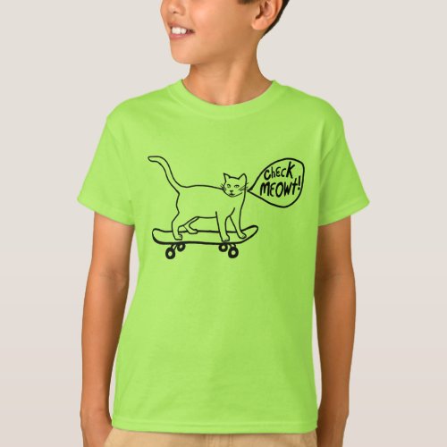 Check Meowt Punny Skateboarding Cat T_Shirt