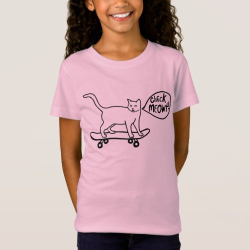 Check Meowt Punny Skateboarding Cat T_Shirt