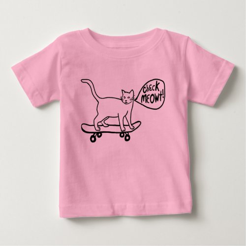 Check Meowt Punny Skateboarding Cat T_Shirt